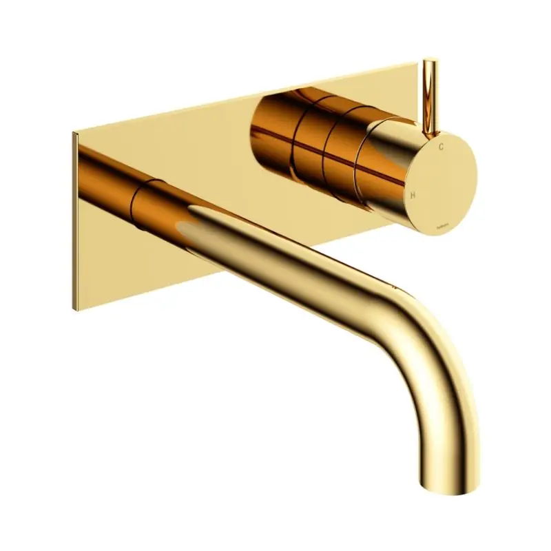 Afbouwdeel – Inbouw wastafelmengkraan met achterplaat en 3 + 3 inbouwsysteem en 18 cm uitloop NBP PVD CB006EXT18NBP Weekendaanbieding