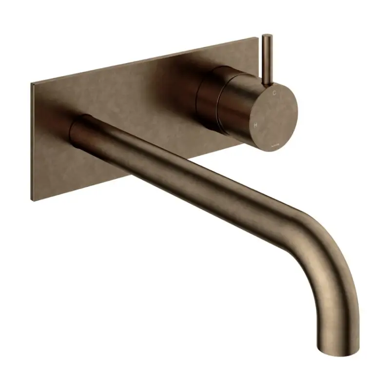 Afbouwdeel – Inbouw wastafelmengkraan met achterplaat en 3 + 3 inbouwsysteem en 25 cm uitloop AB – Living Colours vormen een Poetsbaar patina CB006EXT25AB Fabrieksprijs