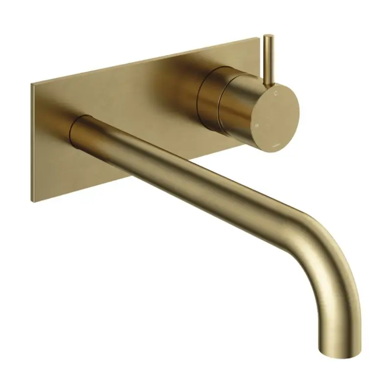 Afbouwdeel – Inbouw wastafelmengkraan met achterplaat en 3 + 3 inbouwsysteem en 25 cm uitloop BB – Living Colours vormen een Poetsbaar patina CB006EXT25BB Gecertificeerd