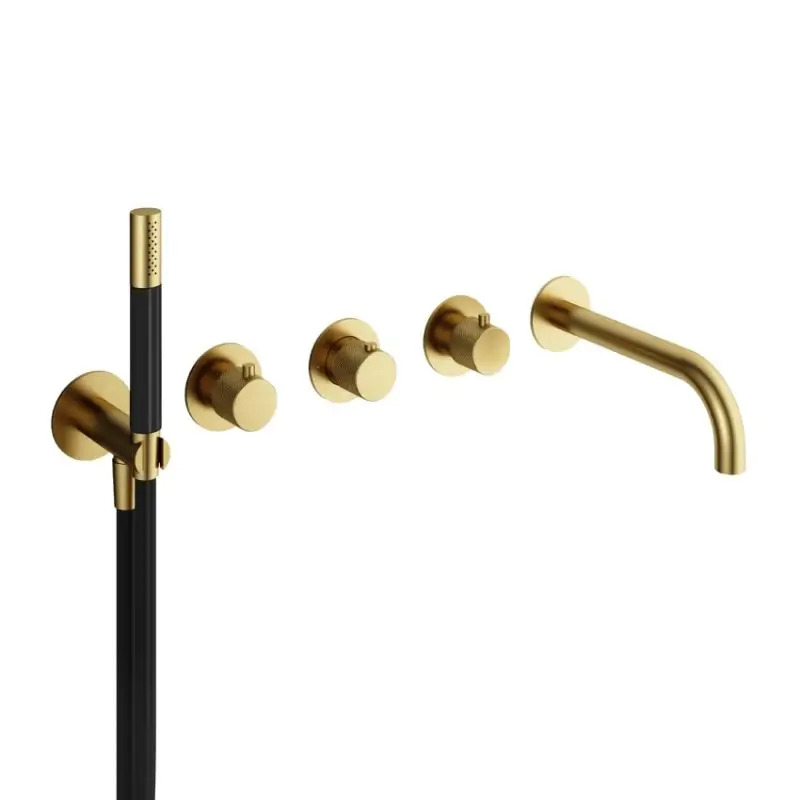 Veilige Betaling Hotbath Afbouwdeel Badthermostaatmet uitloop incl. handdouche en doucheslang BBP PVD CX7072EXTBBP