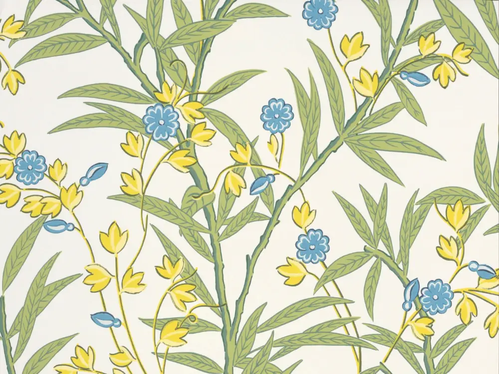 Little Greene Bamboo Floral - Blue Verditer Flitsaanbieding