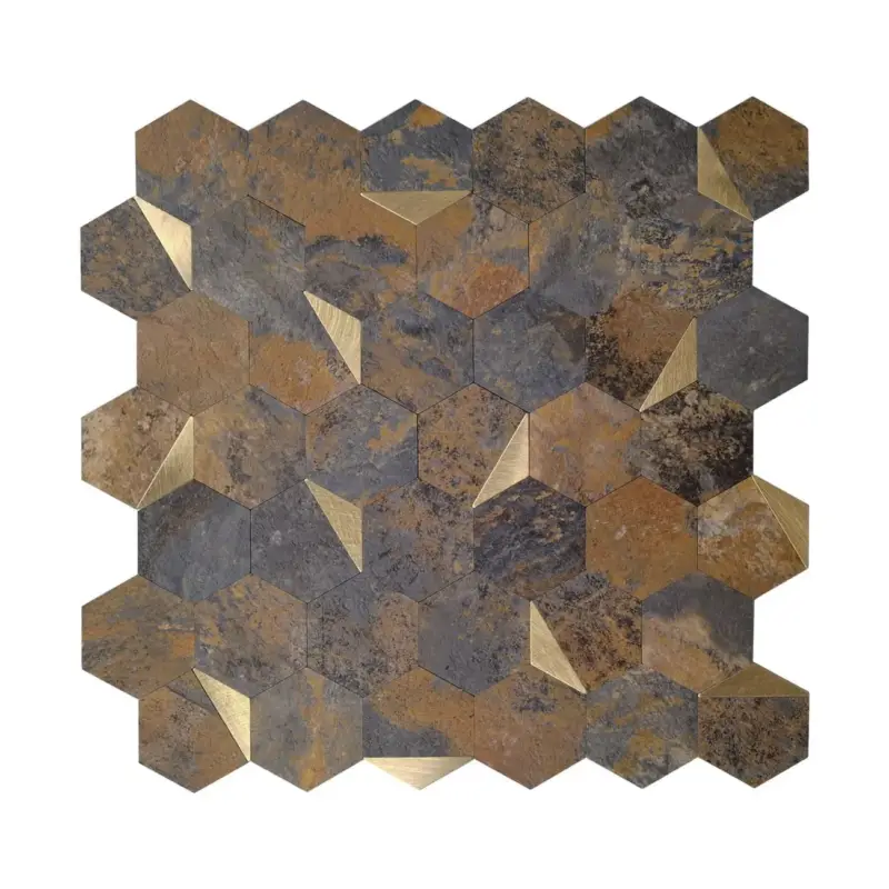 Zelfklevende Mozaïek Steenstrip Hexagon Goud Roest Nu Kopen