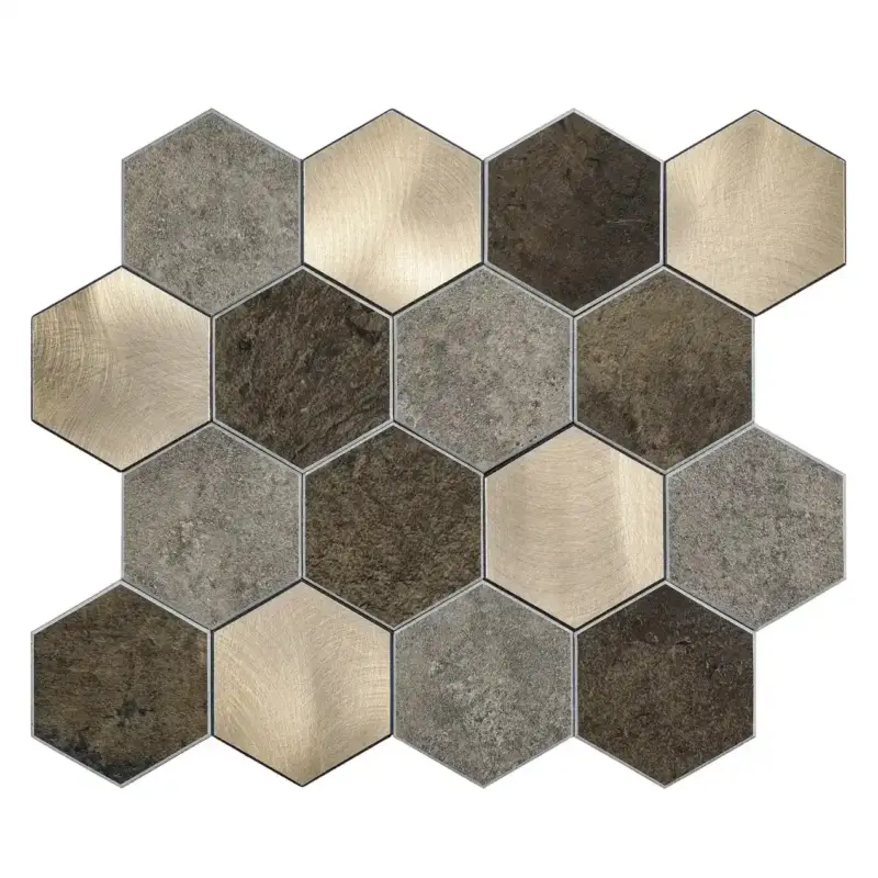 Zelfklevende Mozaïek Steenstrip Hexagon Koper Large Exclusieve Aanbieding