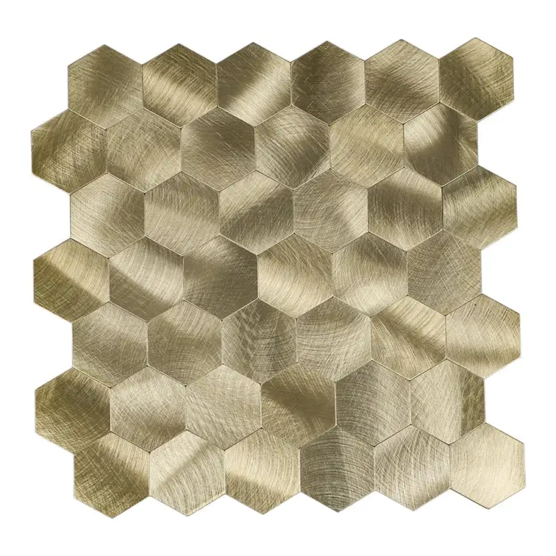 Zelfklevende Mozaïek Steenstrip Hexagon Geborsteld Goud Laatste Versie