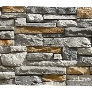 Rechtstreeks Van De Fabrikant Baksteenstrip 3D Wandpaneel Naadloos XL PU Ardesia Ombra Goud Grijs
