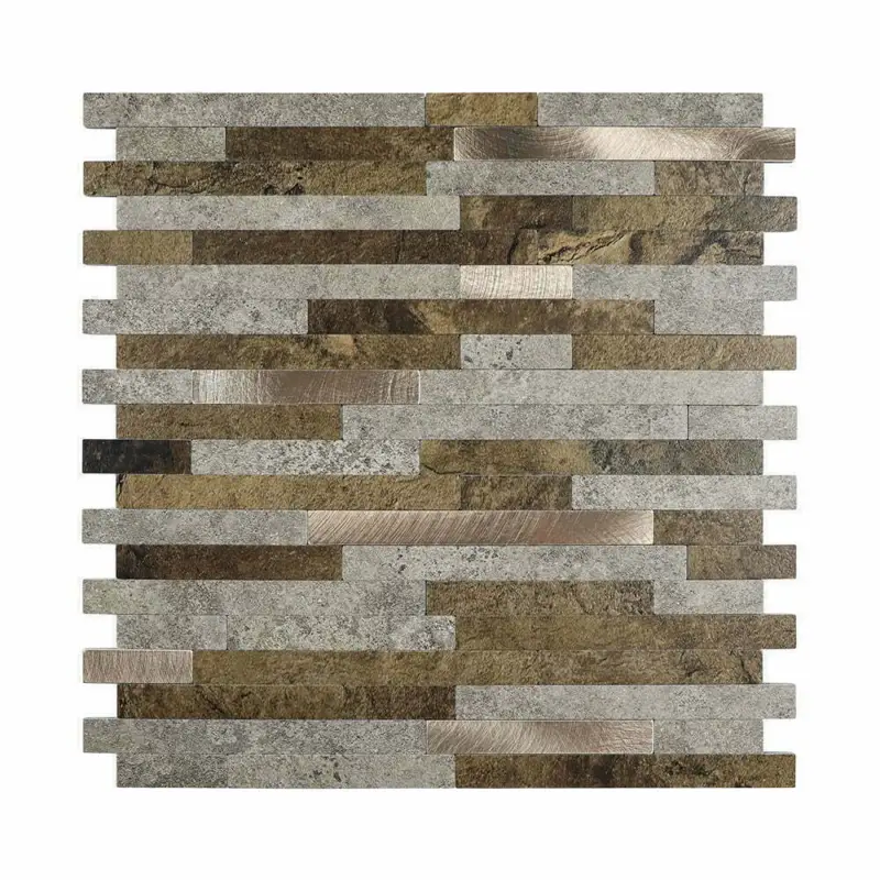 Zelfklevende Mozaïek Steenstrip Japandi Koper Taupe Laatste Versie