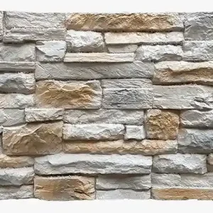 Op = Op Baksteenstrip 3D Wandpaneel Naadloos XL PU Ardesia Sandy Beige