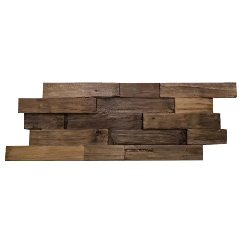 Houtstrip Teakhout Plank FSC Interlock 3D Charred Natuurlijk Donker Bruin Populair