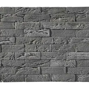Laatste Kans Baksteenstrip 3D Wandpaneel Naadloos XL PU Barok Loft Abbronzo Antraciet
