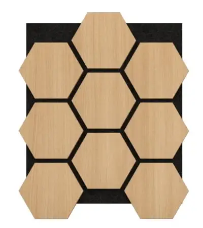 Tijdelijk Beschikbaar Akoestisch Paneel Hexagon Hout Naturel Eiken met Zwart Vilt