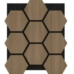 Akoestisch Paneel Hexagon Hout Walnoot Bruin met Zwart Vilt Beste Prijs
