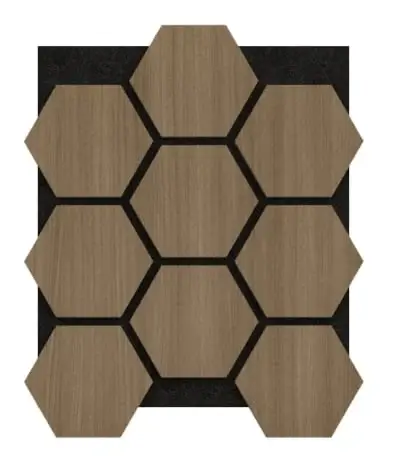 Akoestisch Paneel Hexagon Hout Walnoot Bruin met Zwart Vilt Beste Prijs