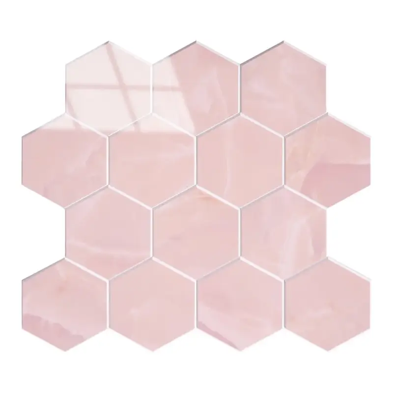 Zelfklevende Mozaïek Steenstrip Hoogglans Hexagon Onyx Roze Shop Nu