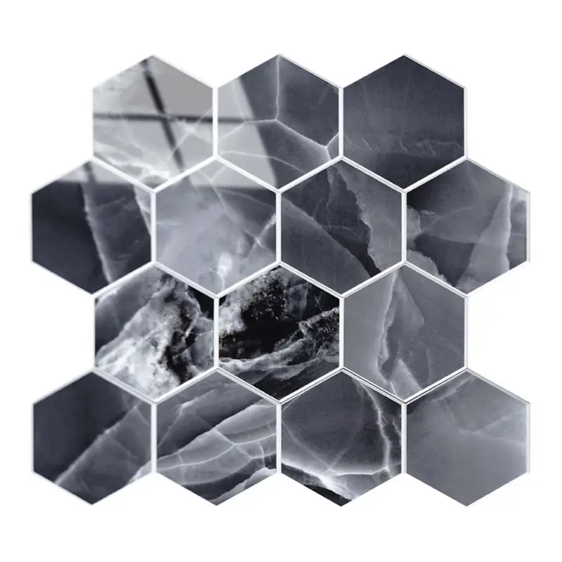 Tijdelijk Beschikbaar Zelfklevende Mozaïek Steenstrip Hoogglans Hexagon Onyx Antraciet