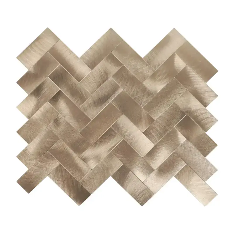 Exclusieve Aanbieding Zelfklevende Mozaïek Steenstrip Visgraat Geborsteld Brons