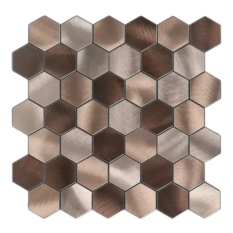 Finale Uitverkoop Zelfklevende Mozaïek Steenstrip Hexagon Champagne en Brons