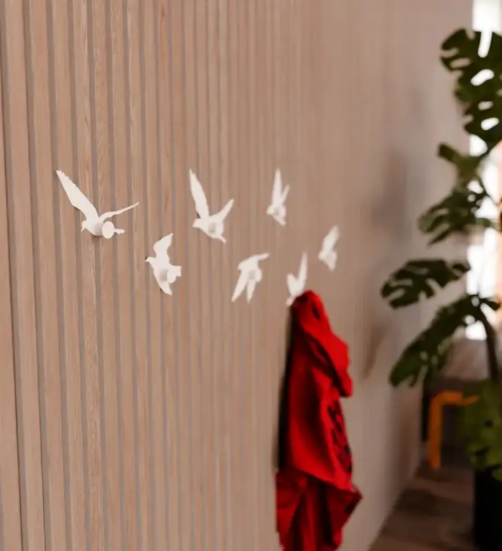 Nieuw Aku WallClip Aviary Vogels met Wandknoppen Wit - Set van 7