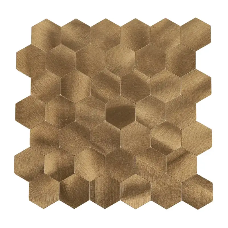 Zelfklevende Mozaïek Steenstrip Hexagon Geborsteld Koper Populair