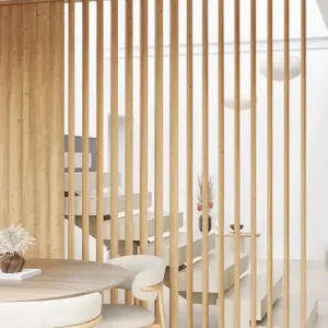 Roomdivider Houten Latten Draaibaar Mat Naturel Eiken Express Levering