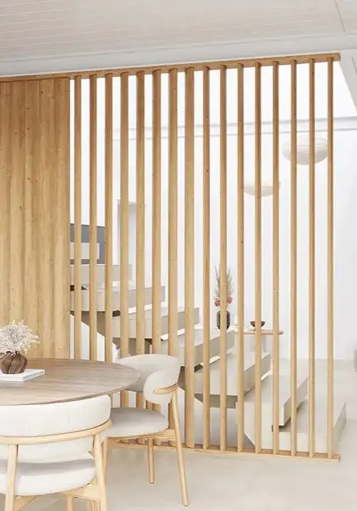 Roomdivider Houten Latten Draaibaar Mat Naturel Eiken Express Levering