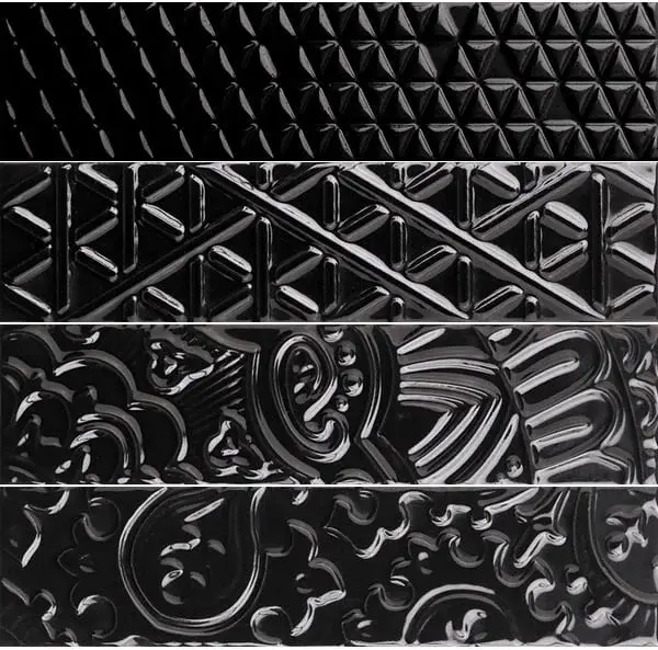 Tijdelijk Beschikbaar Quintessenza Memento MEM108L Nero Lucido Trame 5x20cm