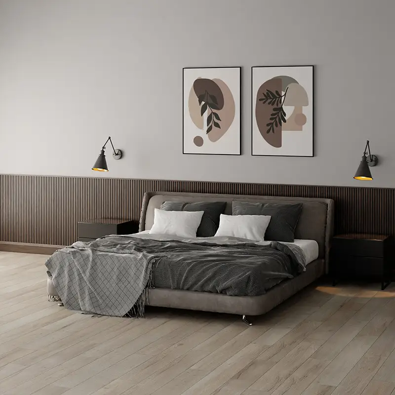 Op = Op Lambrisering Eiken Massief I - Deer Brown - Eiken op MDF v313 - 1000 x 600 x 24 mm