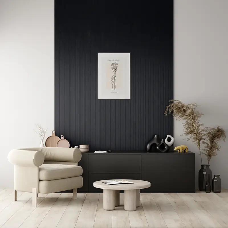 Gereduceerde Prijs Wandpaneel eiken model 3 - Dusk - Eiken fineer - 10 x 600 x 3040 mm