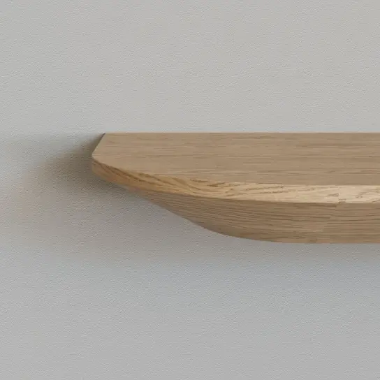 Wandplank rond verjongd - Eiken - 30 mm dik Op = Op
