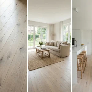 Massief houten plank eik Pinhole RM geschuurd, geolied met Rubio – Wit Hete Deal