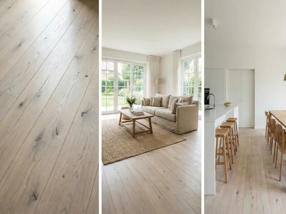 Massief houten plank eik Pinhole RM geschuurd, geolied met Rubio – Wit Hete Deal
