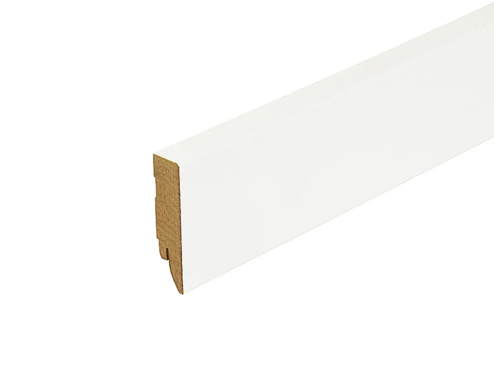 Superprijs Vierkante plint Ultrawit, borstelbaar, glanzend (MDF-kern)