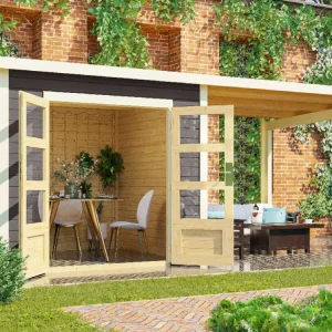 Tuinhuis Wacken 3 28 mm terragrijs incl. 2,4 m aanbouw Koop Online