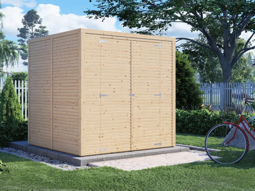 Speciale Aanbieding Tuinberging Fiete 3 Rhombusprofil 18 mm naturel Bikebox