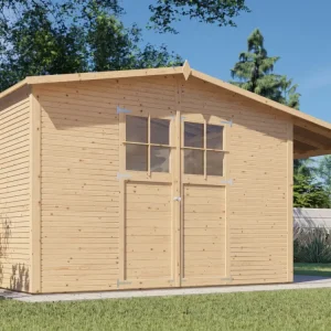 Tuinhuis "Alexis 4" met rhombusprofiel en aanbouw, 18 mm, naturel Express Levering