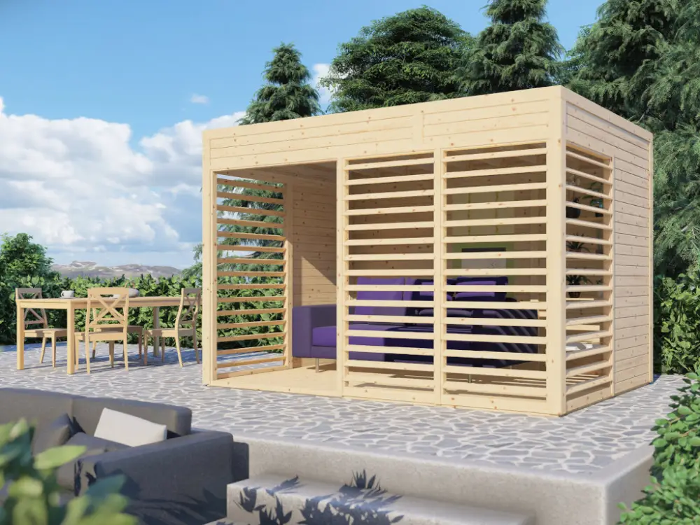 Houten paviljoen Garten-Lounge 2 19 mm onbehandeld Meest Verkocht
