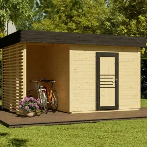 Lage Kosten Tuinhuis Livo 1 28 mm onbehandeld met 164 cm aanbouw