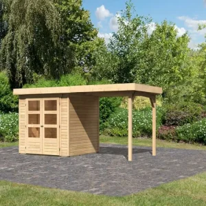 Tuinhuisje SET Askola 2 19 mm natuurlijke afwerking, incl. 2,4 m lessenaarsdak Uitverkoop