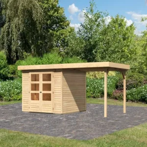 Tuinhuis SET Askola 3,5 19 mm naturel, incl. 2,4 m aanbouwdak Nieuw