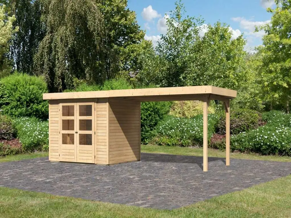Flitsaanbieding Tuinhuisje SET Askola 3 19 mm natuurlijke afwerking, incl. 2,8 m lessenaarsdak