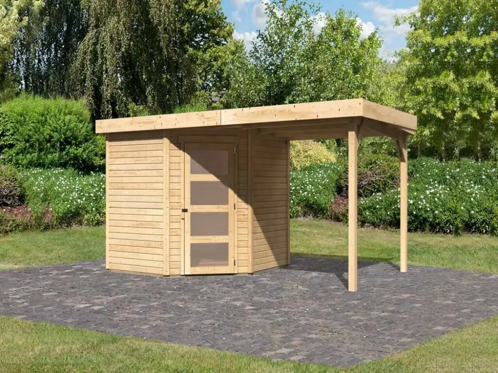 Tuinhuisje SET Schwandorf 5 19 mm naturel, incl. 2,4 m lessenaarsdak Beperkt Aanbod
