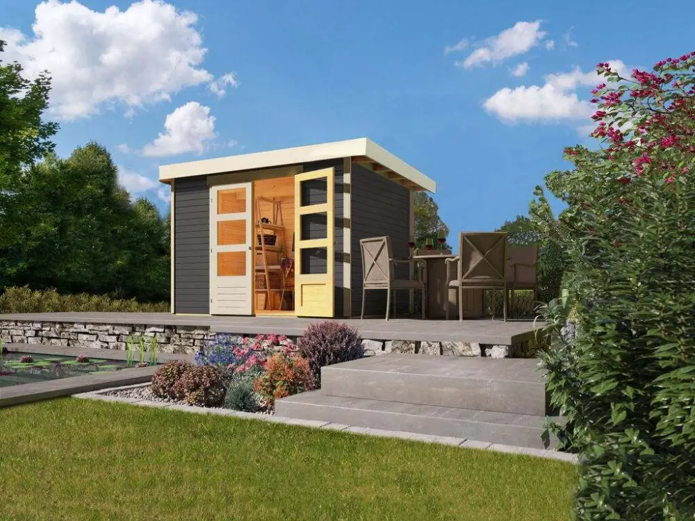 Gereduceerde Prijs Tuinhuis Askola 4 19 mm terragrijs
