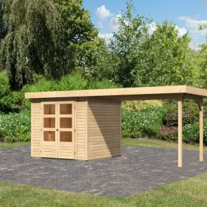 Goedkoop Tuinhuisje SET Askola 3,5 19 mm natuurlijke afwerking, incl. 2,8 m lessenaarsdak
