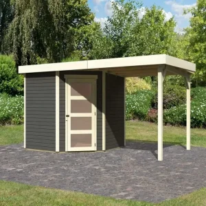 Tuinhuisje Schwandorf 5 19 mm terra grijs, incl. 2,4 m lessenaarsdak Betaalbaar