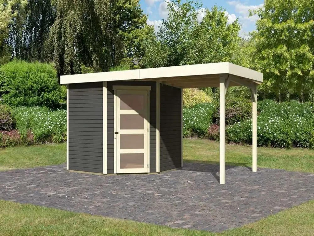 Tuinhuisje Schwandorf 5 19 mm terra grijs, incl. 2,4 m lessenaarsdak Betaalbaar