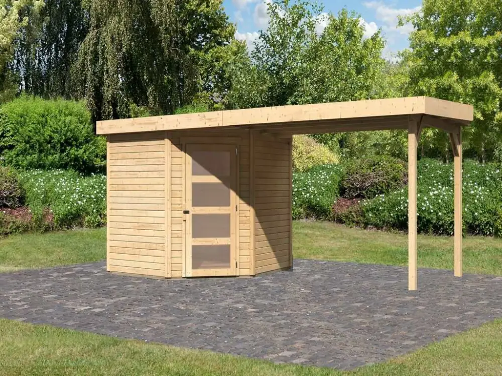 Lage Prijs Tuinhuisje SET Schwandorf 5 19 mm natuurlijke afwerking, incl. 2,8 m lessenaarsdak