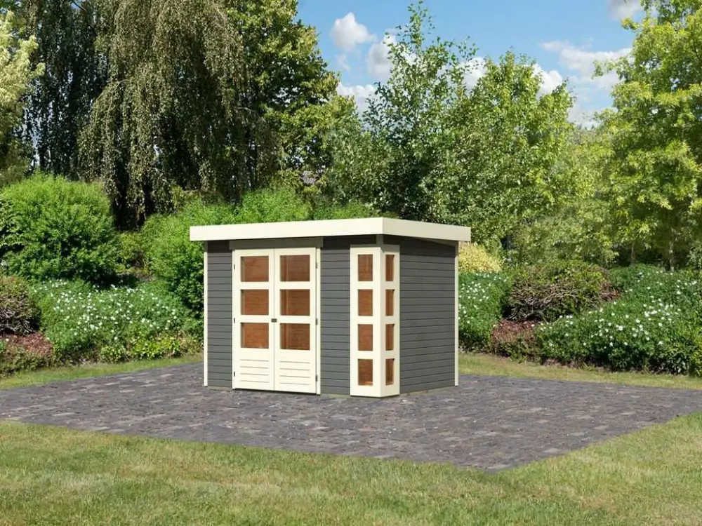 Aanbieding Tuinhuis Kerko 4 19 mm terra grijs