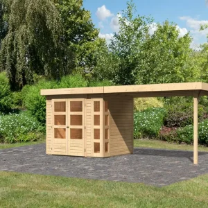 Tuinhuisje SET Kerko 3 19 mm naturel, incl. 2,8 m lessenaarsdak Voordeelprijs