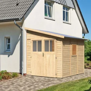 Actieprijs Tuinschuur aanbouw Bomlitz 3 19 mm natuurlijke afwerking