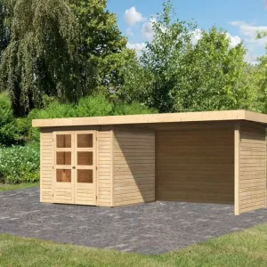 Superprijs Tuinhuisje SET Askola 3,5 19mm natuurlijke afwerking, incl. 2,8 m lessenaarsdak + zij- en achterwand