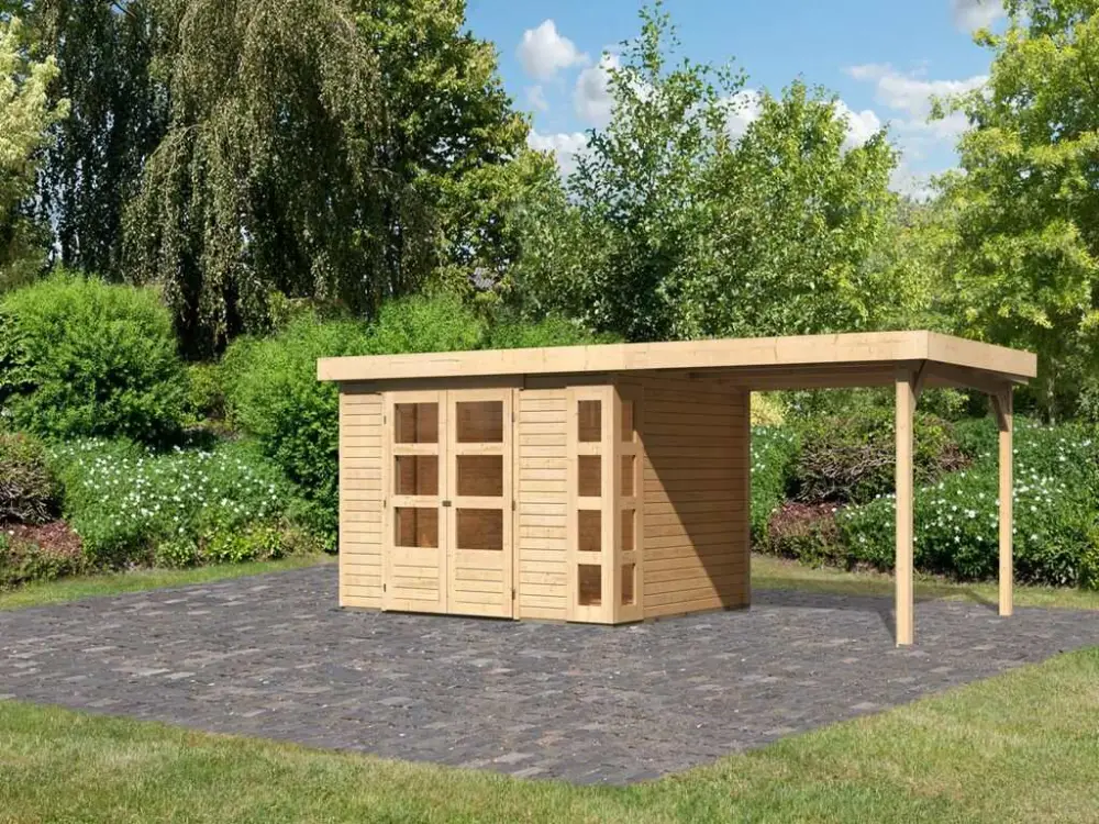 Nu Kopen Tuinhuisje SET Kerko 5 19 mm natuurlijke afwerking, incl. 2,8 m lessenaarsdak